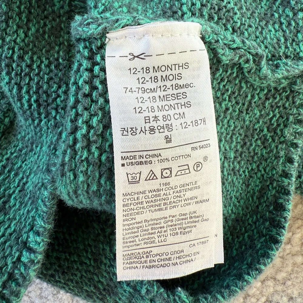 Baby GAP Forest Green Toddler Knit Sweater Size 12 - 18 Months - Picture 6 of 7